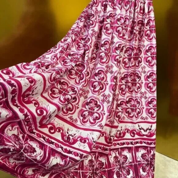 DOLCE&GABBANA Maiolica pleated printed cotton-poplin gown - Picture 5 of 8